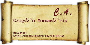 Czigán Annamária névjegykártya